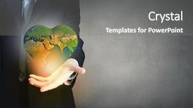  Presentation with hand holding earth - Presentation consisting of hand of businessman holding earth background and a gray colored foreground