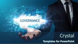  Presentation with governance - Presentation having hand of businessman holding governance inscription successful business concept background and a navy blue colored foreground