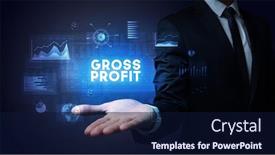  Presentation with business profit - Audience pleasing PPT layouts consisting of hand-of-businessman-holding-gross backdrop and a navy blue colored foreground