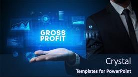  Presentation with business profit - Beautiful presentation featuring hand-of-businessman-holding-gross backdrop and a navy blue colored foreground