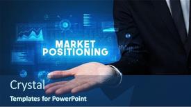  Presentation with positioning - Slide deck with hand-of-businessman-holding-market background and a ocean colored foreground