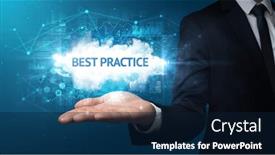  Presentation with motivational - Slide set having hand-of-businessman-holding-motivational background and a navy blue colored foreground