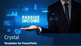  Presentation with success business - Slide deck having hand-of-businessman-holding-passive background and a ocean colored foreground