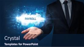  Presentation with payroll - Slides featuring hand of businessman holding payroll background and a navy blue colored foreground