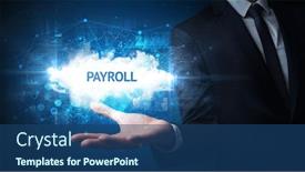  Presentation with payroll - PPT layouts featuring hand-of-businessman-holding-payroll background and a ocean colored foreground