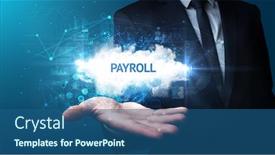  Presentation with payroll - PPT layouts featuring hand-of-businessman-holding-payroll background and a ocean colored foreground
