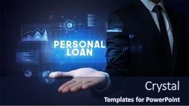  Presentation with business loan - Slide set consisting of hand of businessman holding personal loan inscription business success concept background and a navy blue colored foreground