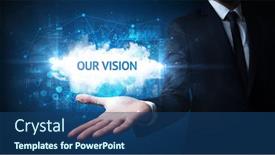  Presentation with business vision - Presentation theme having hand of businessman holding our vision inscription successful business concept background and a ocean colored foreground