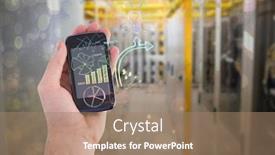  Presentation with light abstract - Audience pleasing presentation theme consisting of hand of businessman showing smartphone against dark abstract light spot design 3d backdrop and a coral colored foreground