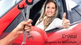  Presentation with mechanic repair - Presentation design with hand of car mechanic background and a red colored foreground