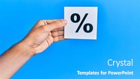  Presentation with percentage - Presentation design enhanced with hand-of-caucasian-man-holding background and a light gray colored foreground