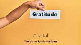  Presentation with gratitude - PPT theme consisting of hand-of-caucasian-man-holding background and a yellow colored foreground