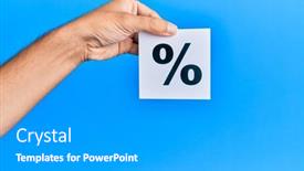  Presentation with percentage - PPT theme with hand-of-caucasian-man-holding background and a light gray colored foreground