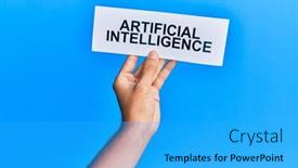  Presentation with intelligence - PPT theme enhanced with hand-of-caucasian-man-holding background and a cyan colored foreground