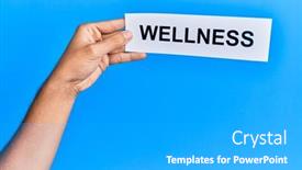  Presentation with wellness - Slide set with hand-of-caucasian-man-holding background and a light gray colored foreground