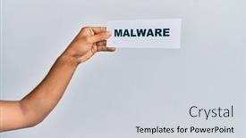  Presentation with malware - Slides enhanced with hand-of-caucasian-man-holding background and a light gray colored foreground