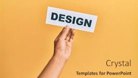  Presentation with yellow paper - Presentation design featuring hand-of-caucasian-man-holding background and a yellow colored foreground