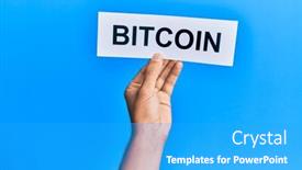  Presentation with bitcoin - Slide set enhanced with hand-of-caucasian-man-holding background and a cyan colored foreground