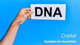  Presentation with dna - Presentation design having hand-of-caucasian-man-holding background and a light gray colored foreground