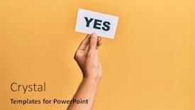  Presentation with paper hand drawn politics - Theme with hand-of-caucasian-man-holding background and a yellow colored foreground