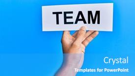  Presentation with paper - Presentation theme enhanced with hand-of-caucasian-man-holding and a teal colored foreground