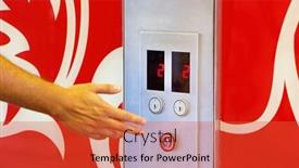  Presentation with elevator - Slide deck having hand-of-caucasian-man-pushing background and a red colored foreground