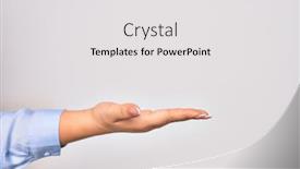  Presentation with give - Audience pleasing PPT theme consisting of hand-of-caucasian-young-businesswoman backdrop and a white colored foreground