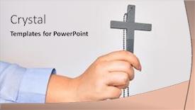  Presentation with catholic - Theme having hand-of-caucasian-young-catholic background and a light gray colored foreground