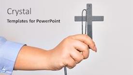  Presentation with catholic - Amazing slide set having hand-of-caucasian-young-catholic backdrop and a light gray colored foreground