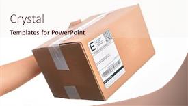  Presentation with cardboard - Beautiful slide deck featuring hand-of-caucasian-young-man backdrop and a sky blue colored foreground