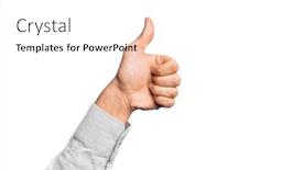  Presentation with symbol - Amazing PPT theme having hand-of-caucasian-young-man backdrop and a white colored foreground