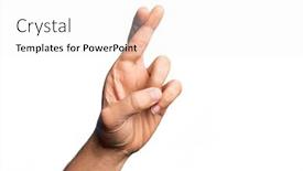  Presentation with superstition - PPT theme featuring hand-of-caucasian-young-man background and a white colored foreground