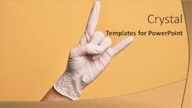  Presentation with medical hand - Slide deck with hand-of-caucasian-young-man background and a yellow colored foreground