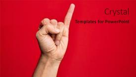  Presentation with commitment - Presentation theme with hand-of-caucasian-young-man background and a crimson colored foreground