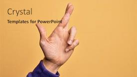  Presentation with superstition - Presentation theme consisting of hand-of-caucasian-young-man background and a yellow colored foreground