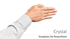  Presentation with stretching - Slide set having hand-of-caucasian-young-man background and a white colored foreground