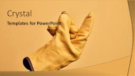  Presentation with symbol - Presentation theme featuring hand-of-caucasian-young-man background and a yellow colored foreground