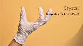  Presentation with yellow medical - Beautiful presentation design featuring hand-of-caucasian-young-man backdrop and a yellow colored foreground