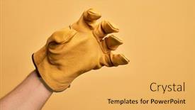  Presentation with young - Slide deck having hand-of-caucasian-young-man background and a yellow colored foreground