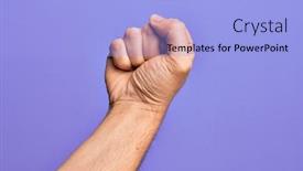  Presentation with force - Cool new PPT theme with hand-of-caucasian-young-man backdrop and a light blue colored foreground