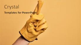  Presentation with understanding - PPT theme with hand-of-caucasian-young-man background and a yellow colored foreground