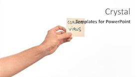  Presentation with corona virus - Presentation design with hand-of-caucasian-young-man background and a white colored foreground