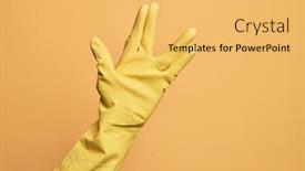  Presentation with hand palm - Presentation theme enhanced with hand-of-caucasian-young-man background and a yellow colored foreground