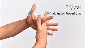  Presentation with fingers - Amazing presentation theme having hand-of-caucasian-young-man backdrop and a white colored foreground