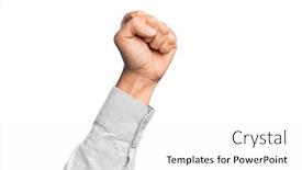  Presentation with revolution - Presentation theme enhanced with hand-of-caucasian-young-man background and a white colored foreground