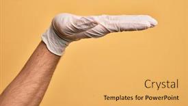  Presentation with yellow medical - Colorful theme enhanced with hand-of-caucasian-young-man backdrop and a yellow colored foreground