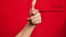  Presentation with forefinger - Audience pleasing presentation theme consisting of hand-of-caucasian-young-man backdrop and a crimson colored foreground