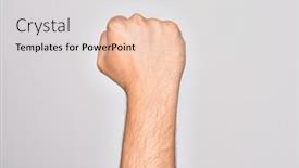  Presentation with force - Presentation enhanced with hand-of-caucasian-young-man background and a light gray colored foreground