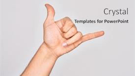  Presentation with hawaiian - Presentation theme with hand-of-caucasian-young-man background and a light gray colored foreground