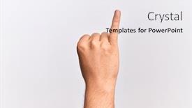  Presentation with commitment - Presentation theme consisting of hand-of-caucasian-young-man background and a white colored foreground